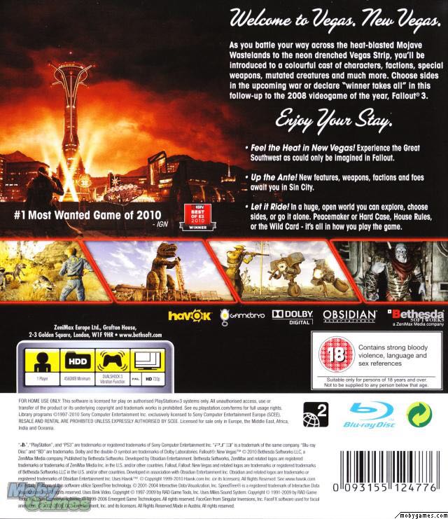 Fallout : New Vegas - Sony PlayStation 3 (PS3) (Bethesda Softworks - 1) video game collectible [Barcode 093155124813] - Main Image 2