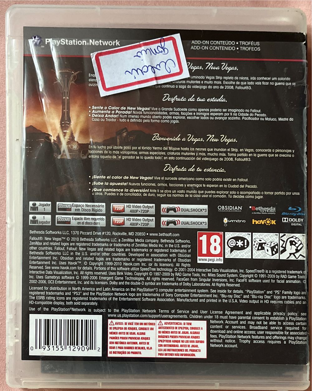 Fallout New Vegas - Sony PlayStation 3 (PS3) (Obsidian Entertainment - 1) video game collectible [Barcode 093155129092] - Main Image 2