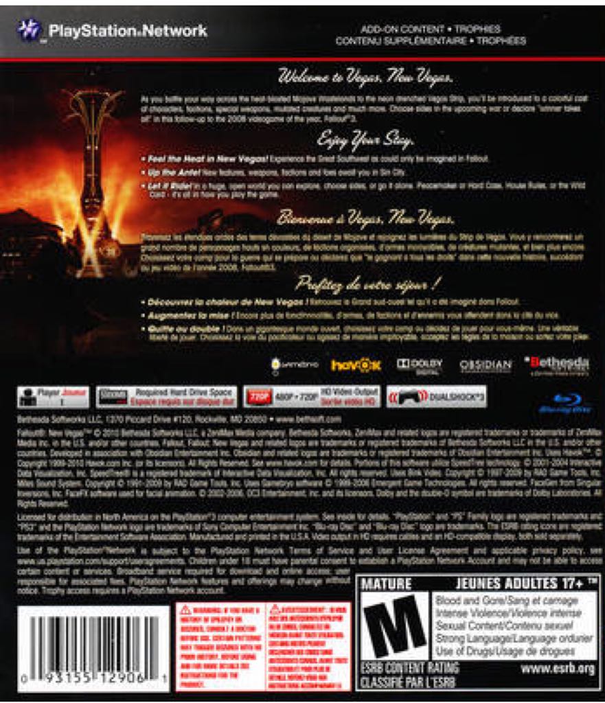 Fallout New Vegas - Sony PlayStation 3 (PS3) (Bethesda - 1) video game collectible [Barcode 16129269] - Main Image 2