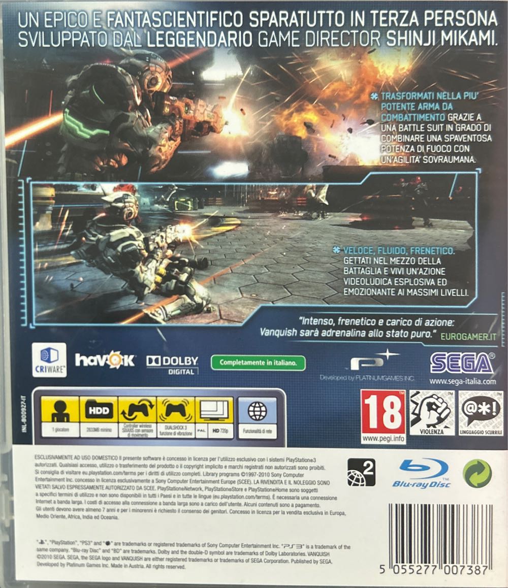 Vanquish - Sony PlayStation 3 (PS3) (Sega - 1) video game collectible [Barcode 5055277007387] - Main Image 2