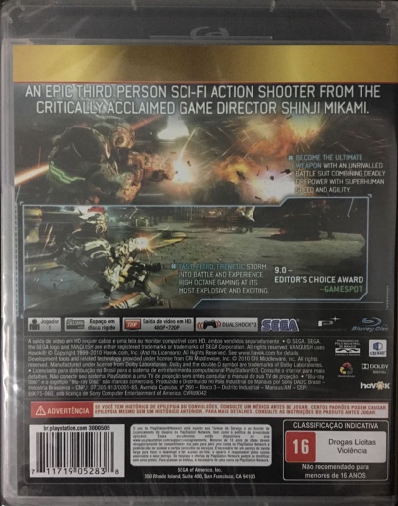 Vanquish - Sony PlayStation 3 (PS3) (Sega - 1) video game collectible [Barcode 711719052838] - Main Image 2