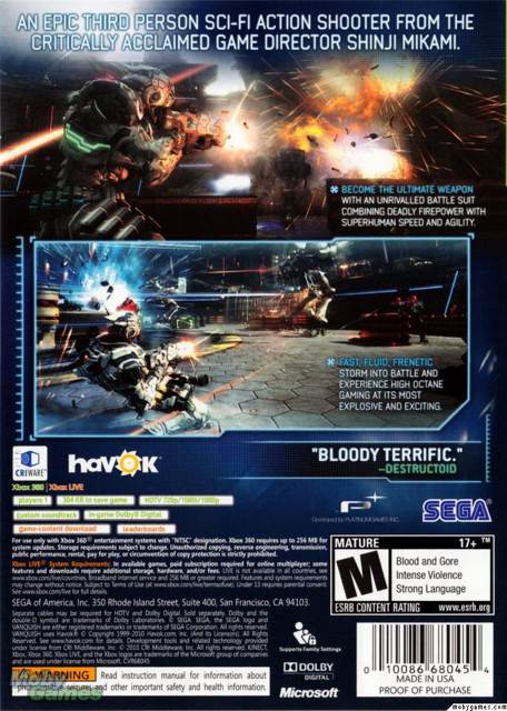 Vanquish - Microsoft Xbox 360 (Sega - 1) video game collectible [Barcode 71955445] - Main Image 2