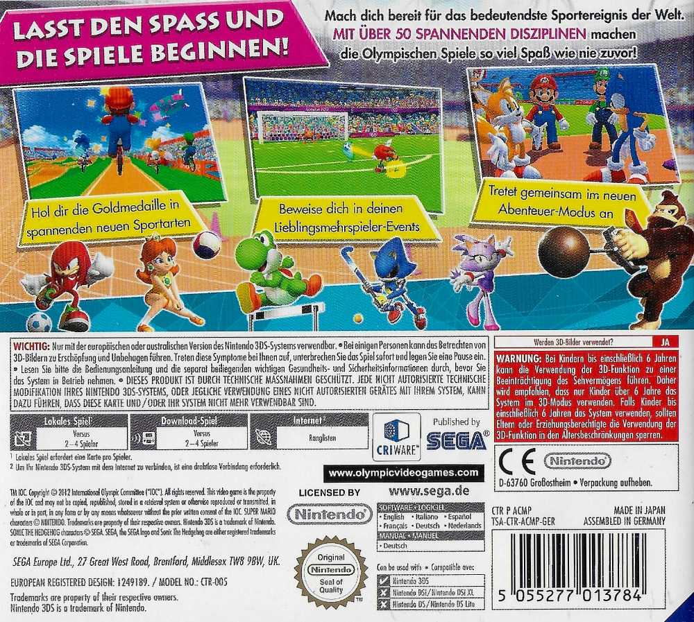 Mario & Sonic bei den olympischen Spielen London 2012 - Nintendo 3DS (Sega - 1) video game collectible [Barcode 5055277013784] - Main Image 2