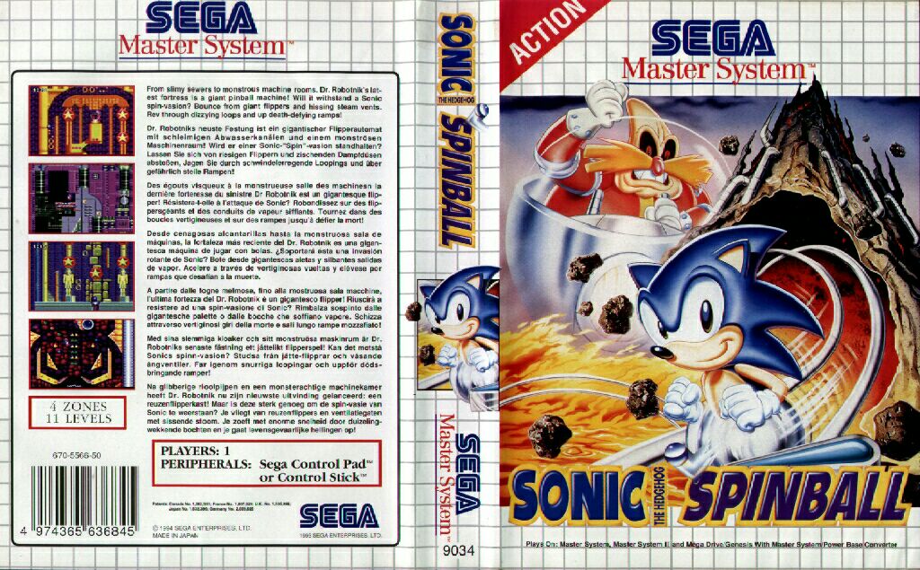 Sonic The Hedgehog Spinball - Sega Master System (Sega - 1) video game collectible [Barcode 9312544031640] - Main Image 2