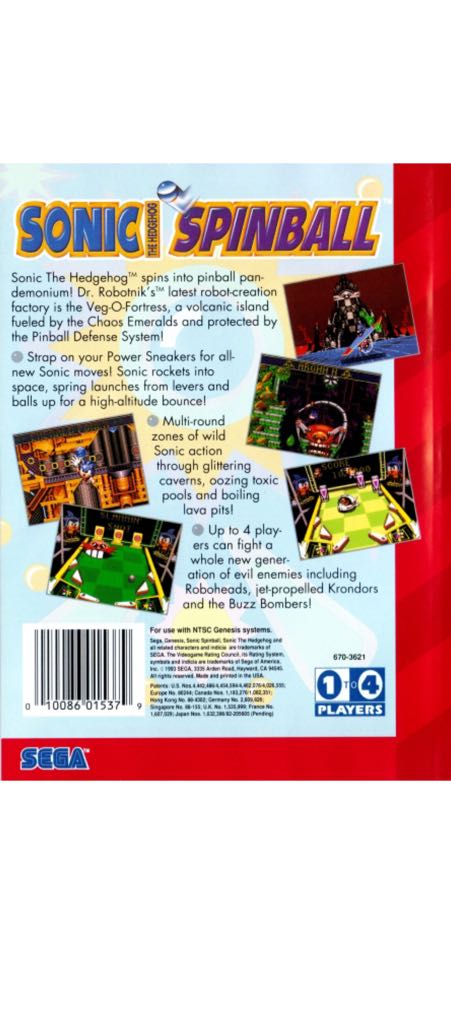 Sonic The Hedgehog Spinball - Sega Genesis (Mega Drive) video game collectible - Main Image 2