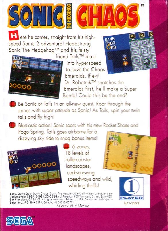 Sonic The Hedgehog Chaos - Sega Game Gear (Sega - 1) video game collectible - Main Image 2