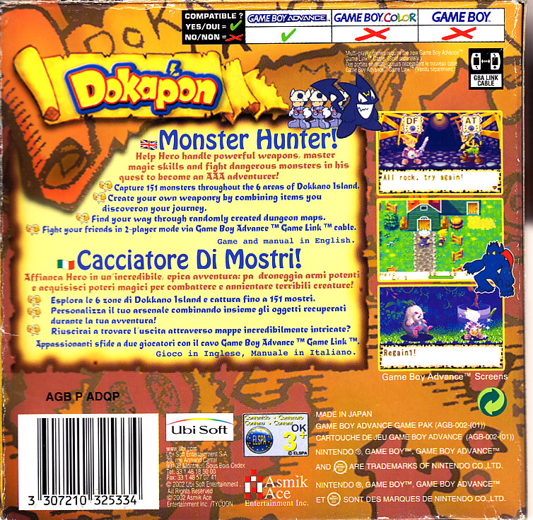 Dokapon Monster Hunter - Nintendo Game Boy Advance (GBA) (Ubi Soft) video game collectible [Barcode 3307210325334] - Main Image 2
