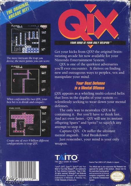 Qix - Nintendo Entertainment System (NES) (Nintendo) video game collectible [Barcode 020588010291] - Main Image 2