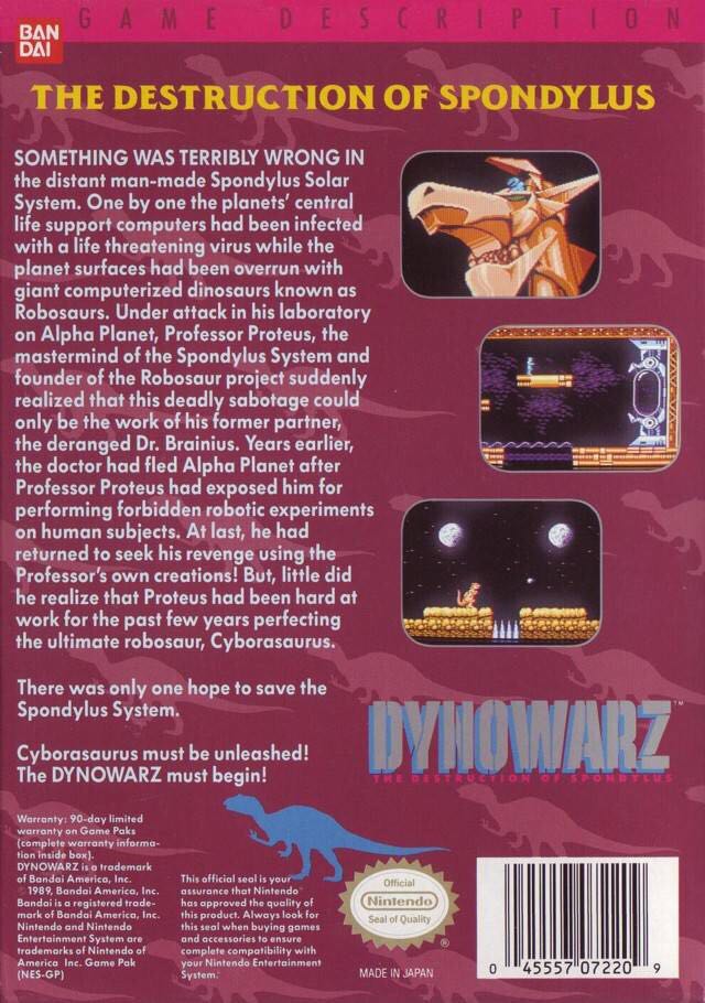 Dynowarz : The Destruction Of Spondylus - Nintendo Entertainment System (NES) video game collectible - Main Image 2