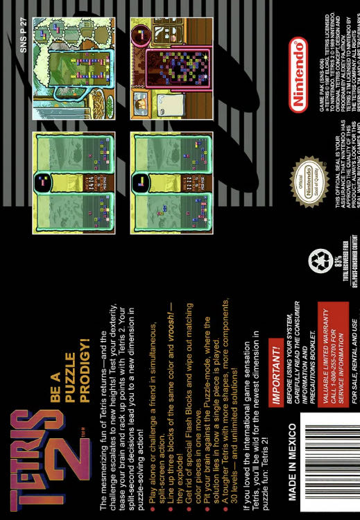 Tetris 2 - Nintendo Super Nintendo Entertainment System (SNES) (Nintendo - 1-2) video game collectible - Main Image 2