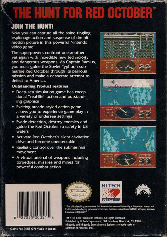 The Hunt For Red October - Nintendo Entertainment System (NES) video game collectible - Main Image 2