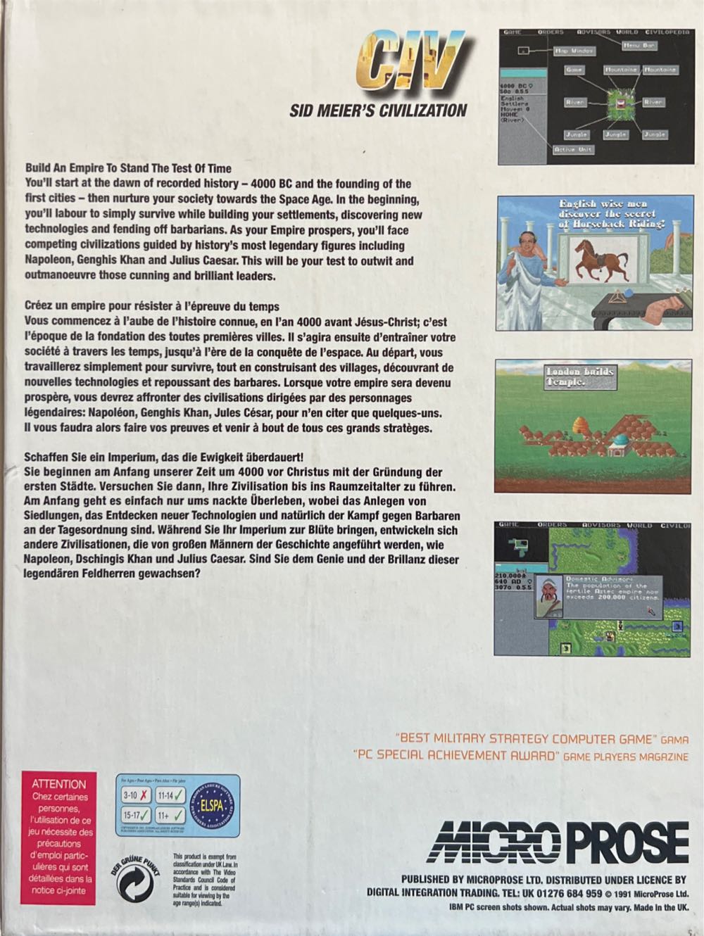 Civilization - Other (Microprose Software - 1) video game collectible [Barcode 5012634004052] - Main Image 2