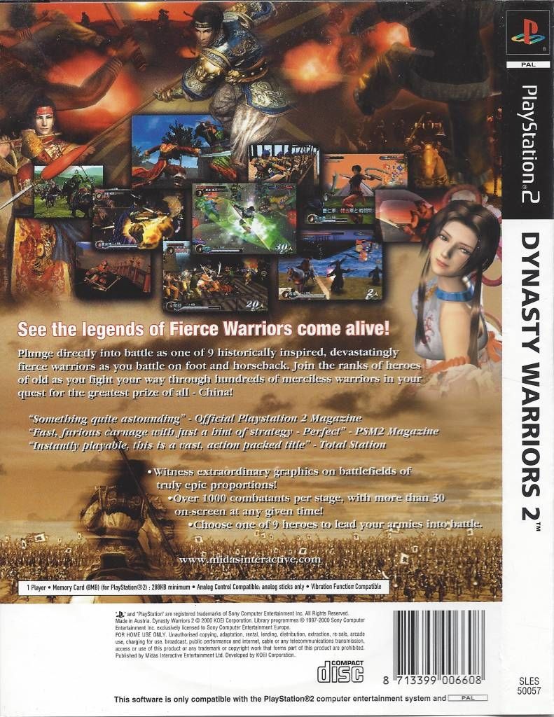 Dynasty Warriors 2 - Sony PlayStation 2 (PS2) (Koei - 1) video game collectible [Barcode 8713399006929] - Main Image 2