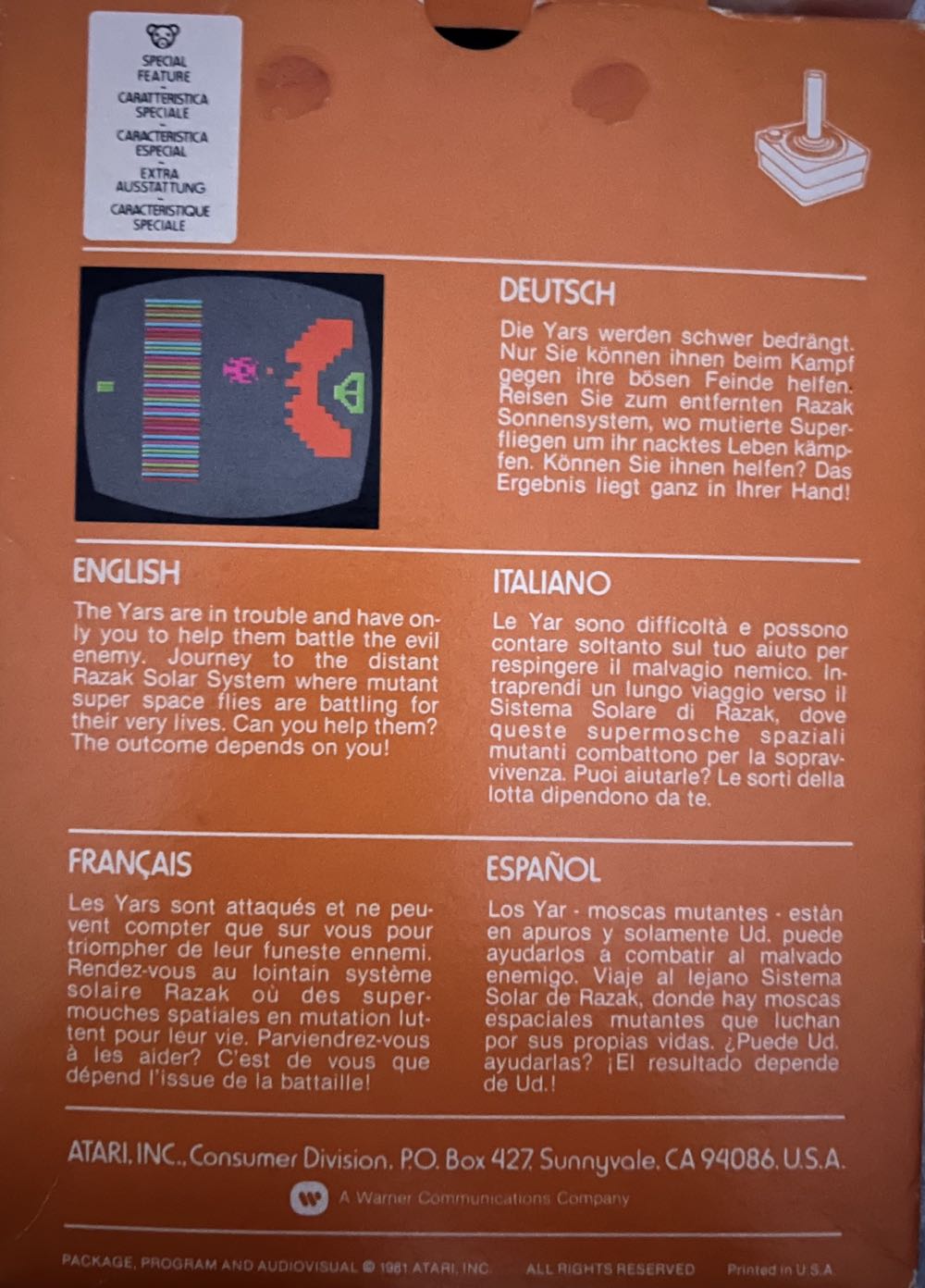 Yars Revenge - Atari 2600 (Atari - 1) video game collectible - Main Image 2