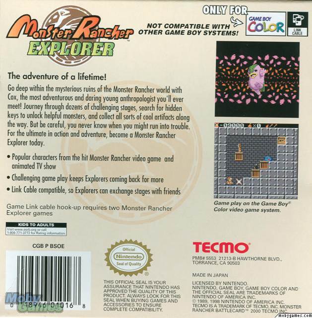 Monster Rancher Explorer - Nintendo Game Boy Color (Tecmo) video game collectible - Main Image 2