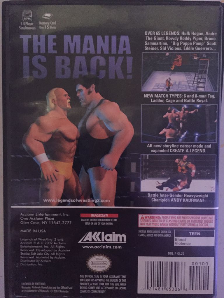 Legends Of Wrestling 2 - Nintendo GameCube video game collectible - Main Image 2