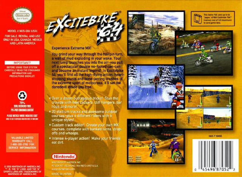 Excitebike 64 - Nintendo 64 (N64) (Nintendo) video game collectible - Main Image 2