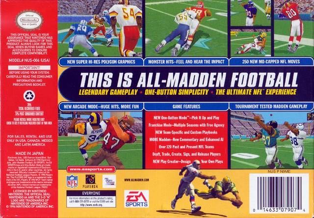 Madden NFL 99 - Nintendo 64 (N64) (EA Sports  - 1-4) video game collectible - Main Image 2