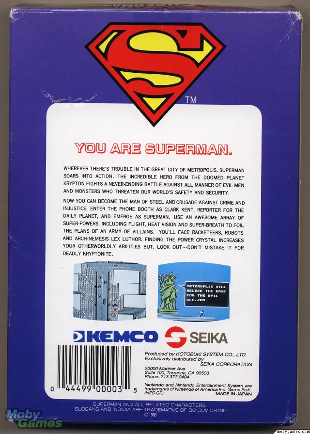 Superman - Nintendo Entertainment System (NES) video game collectible - Main Image 2