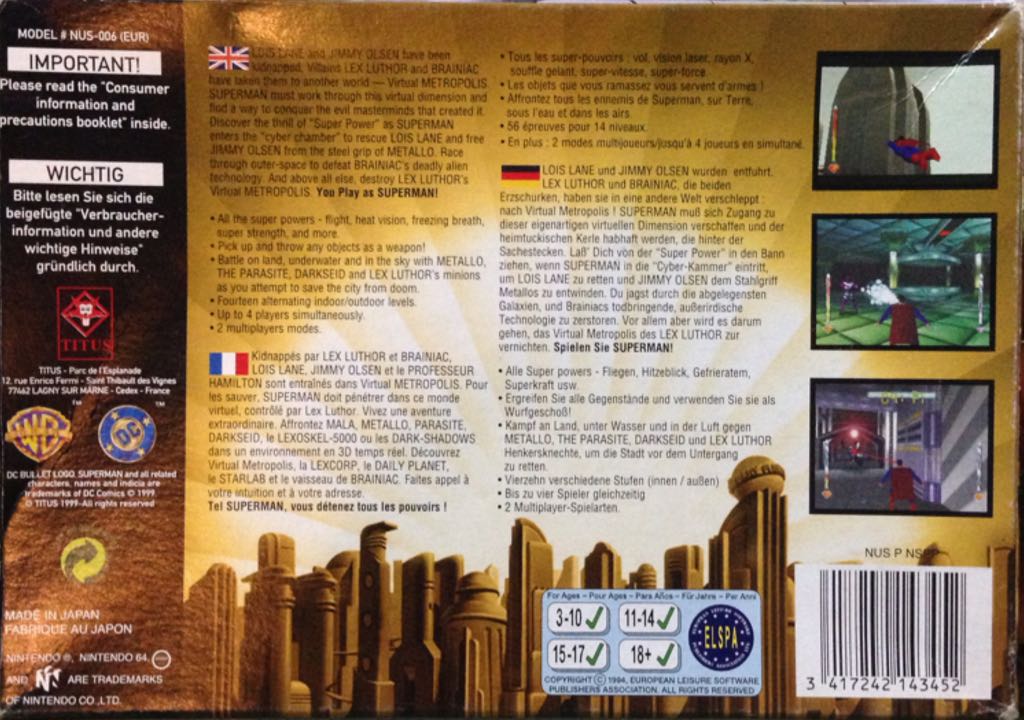 Superman - Nintendo 64 (N64) (Nintendo - 1) video game collectible - Main Image 2