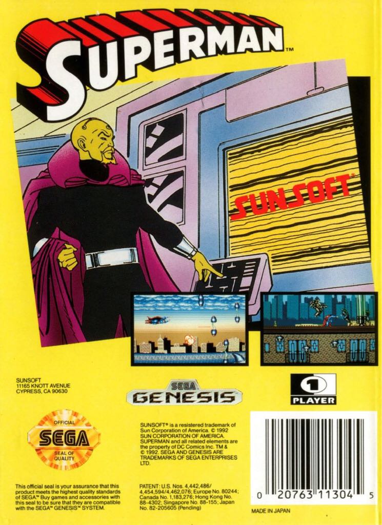 Superman - Sega Genesis (Mega Drive) (SunSoft - 1) video game collectible - Main Image 2
