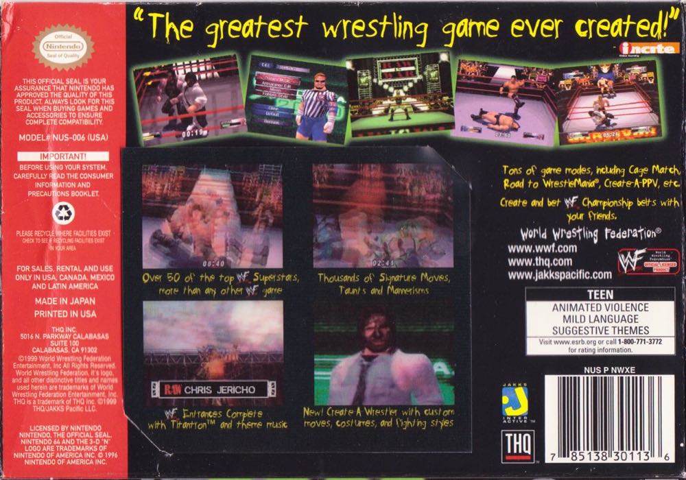 WWF Wrestlemania 2000 (Cart Only) - Nintendo 64 (N64) (Nintendo) video game collectible - Main Image 2
