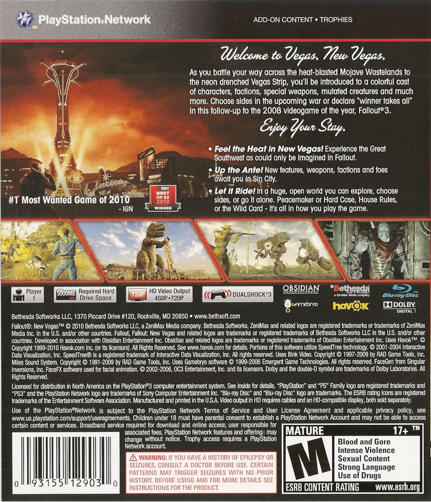 Fallout: New Vegas - Sony PlayStation 3 (PS3) (Bethesda Softworks - 1) video game collectible [Barcode 093155125179] - Main Image 2
