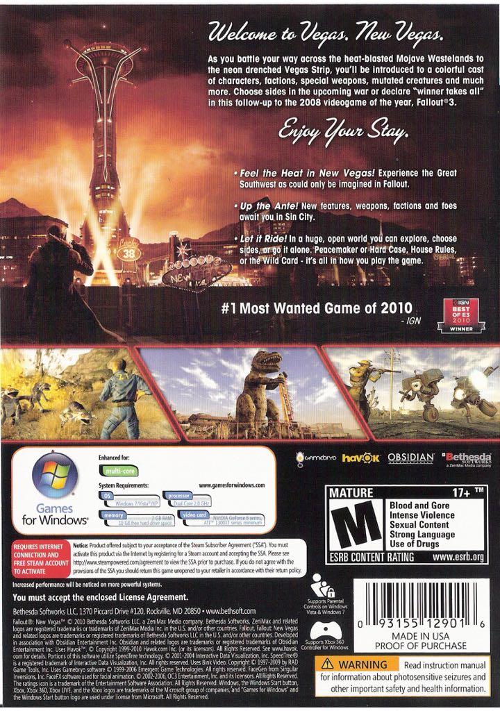 Fallout: New Vegas - PC (Bethesda Softworks - 1) video game collectible [Barcode 093155129047] - Main Image 2