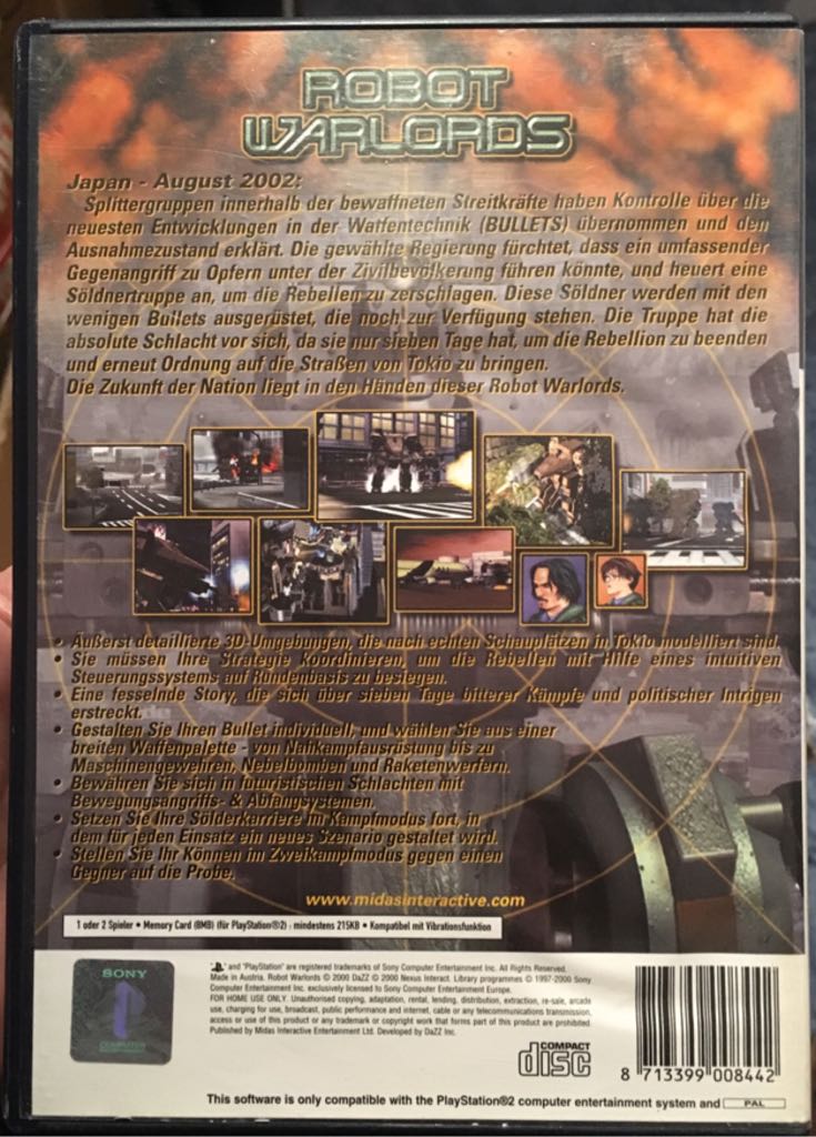 Robot Warlords - Sony PlayStation 2 (PS2) video game collectible [Barcode 8713399008442] - Main Image 2