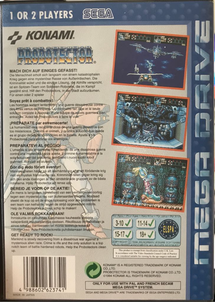 Probotector - Sega Mega Drive (Sega - 2) video game collectible [Barcode 4988602623741] - Main Image 2