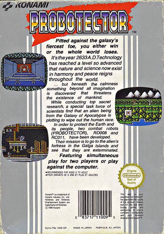 Probotector - Nintendo Entertainment System (NES) video game collectible - Main Image 2