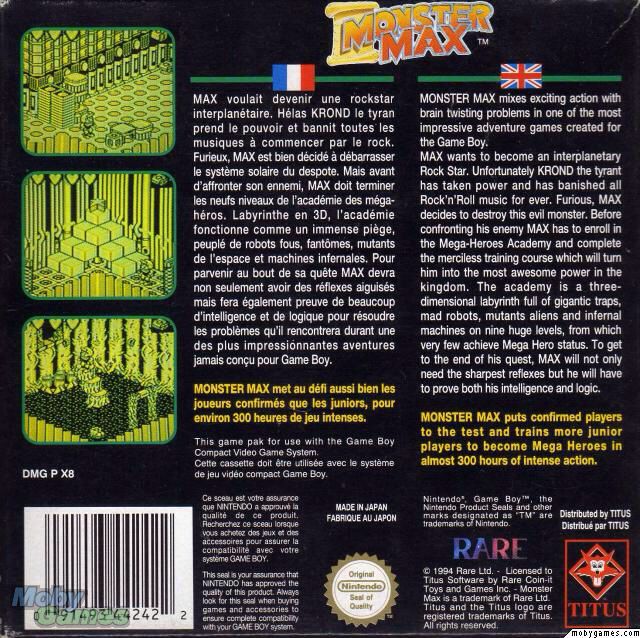 Monster Max - Nintendo Game Boy (Titus - 1) video game collectible [Barcode 091493442422] - Main Image 2