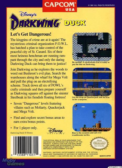 Darkwing Duck - Nintendo Entertainment System (NES) (Capcom U.S.A., Inc. - 1) video game collectible [Barcode 013388110315] - Main Image 2