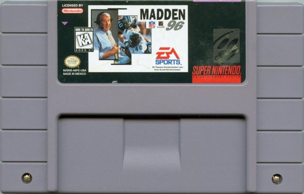 Madden NFL ‘96 - Nintendo Super Nintendo Entertainment System (SNES) (EA Sports  - 1-2) video game collectible [Barcode 014633074789] - Main Image 3