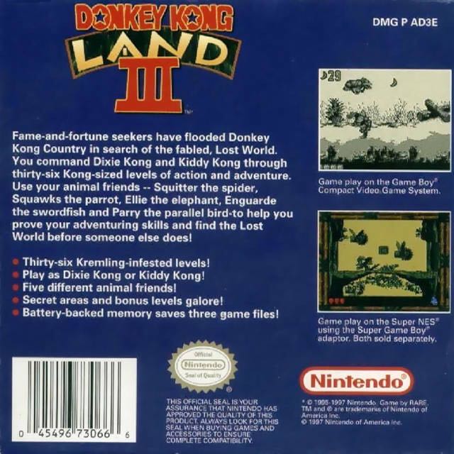 Donkey Kong Land 3 - Nintendo Game Boy (Rare - 1) video game collectible - Main Image 2
