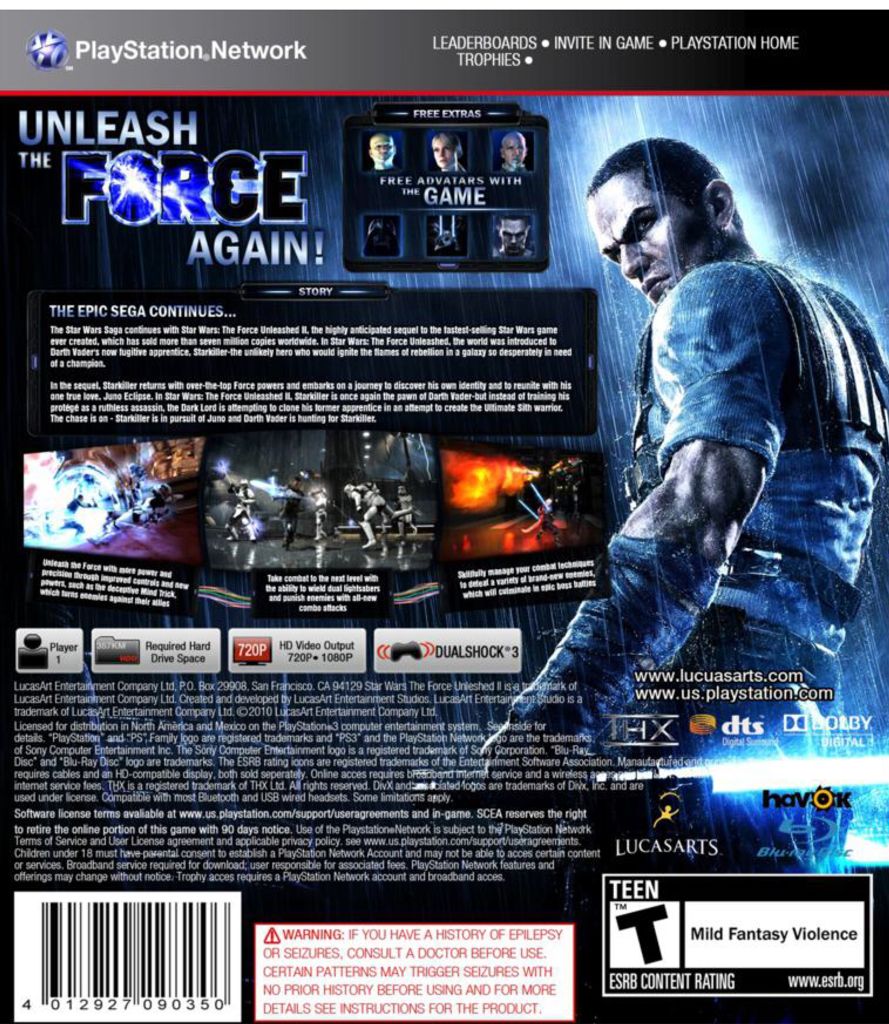 Star Wars: The Force Unleashed 2 - Sony PlayStation 3 (PS3) (LucasArts - 2) video game collectible [Barcode 023234341381] - Main Image 2
