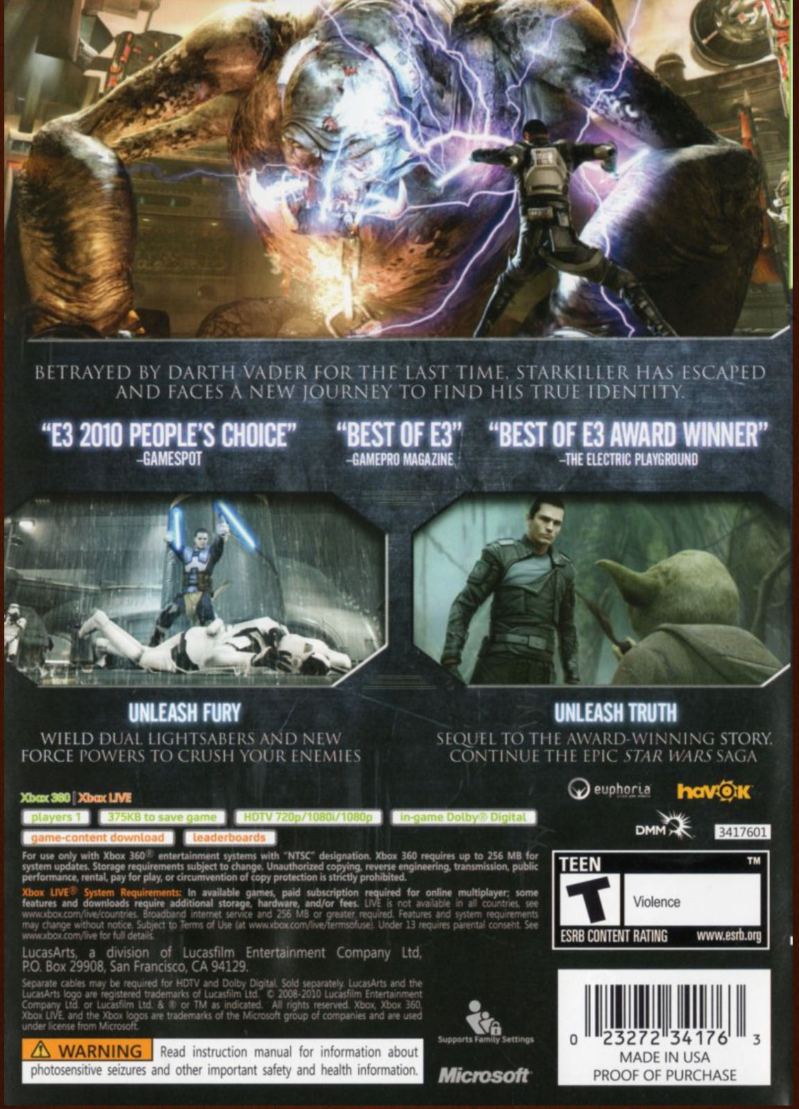 Star Wars: The Force Unleashed 2 PSN - Sony PlayStation 3 (PS3) (LucasArts) video game collectible - Main Image 2