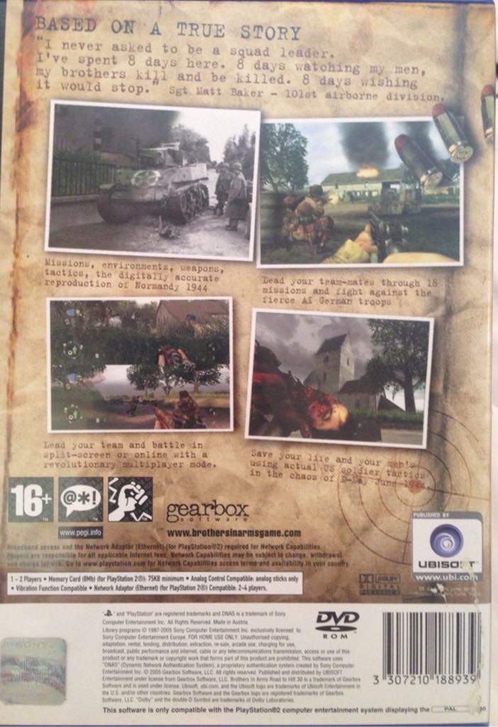 Brothers in Arms: Road to Hill 30 - Sony PlayStation 2 (PS2) (Ubisoft - 1-2) video game collectible [Barcode 3307210188939] - Main Image 2