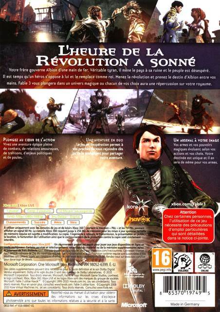 Fable 3 - Microsoft Xbox 360 (Microsoft Game Studios - 2) video game collectible [Barcode 885370164244] - Main Image 2