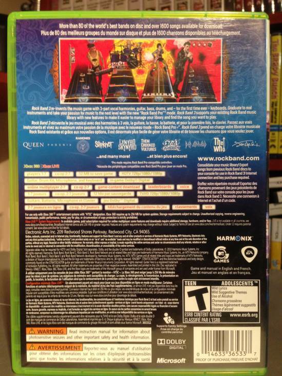 Rock Band 3 - Microsoft Xbox 360 (Electronic Arts/EA Games - 4) video game collectible [Barcode 014633365337] - Main Image 2