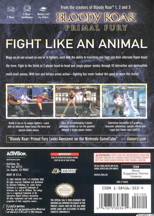 Bloody Roar: Primal Fury - Nintendo GameCube (Hudson Soft/Activision - 2) video game collectible [Barcode 047875803411] - Main Image 2