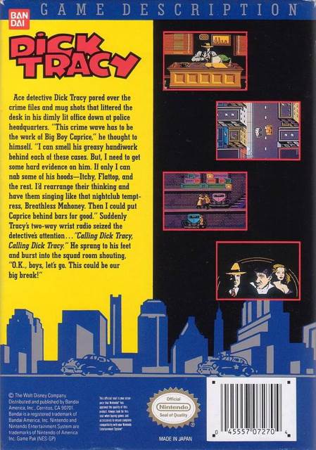 Dick Tracy - Nintendo Entertainment System (NES) (Bandai - 1) video game collectible [Barcode 045557072704] - Main Image 2