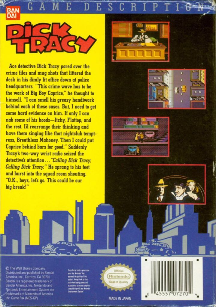 Dick Tracy - Nintendo Entertainment System (NES) (Bandai) video game collectible - Main Image 2