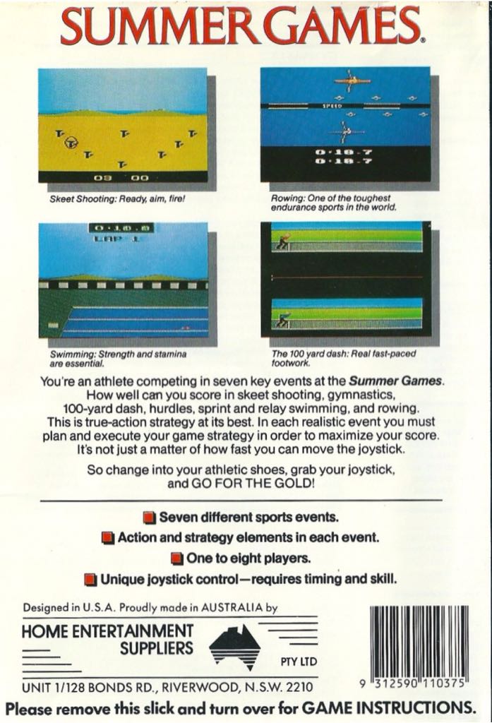 Summer Games - Atari 2600 (Epyx, Inc.) video game collectible - Main Image 2