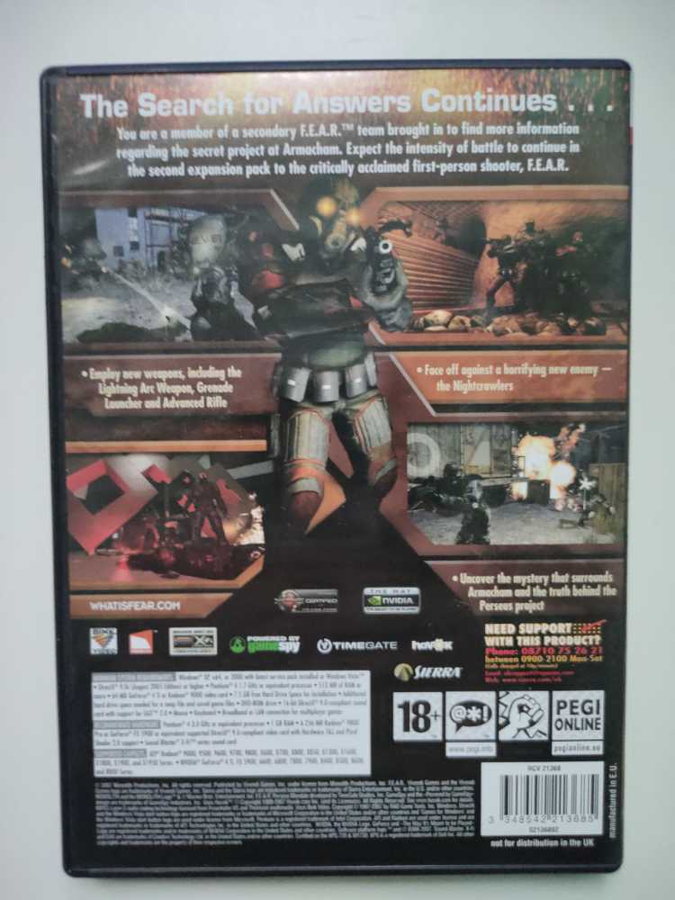 F.E.A.R.: Perseus Mandate - PC (Sierra Entertainment - 1• Multiplayer) video game collectible [Barcode 3348542213685] - Main Image 2
