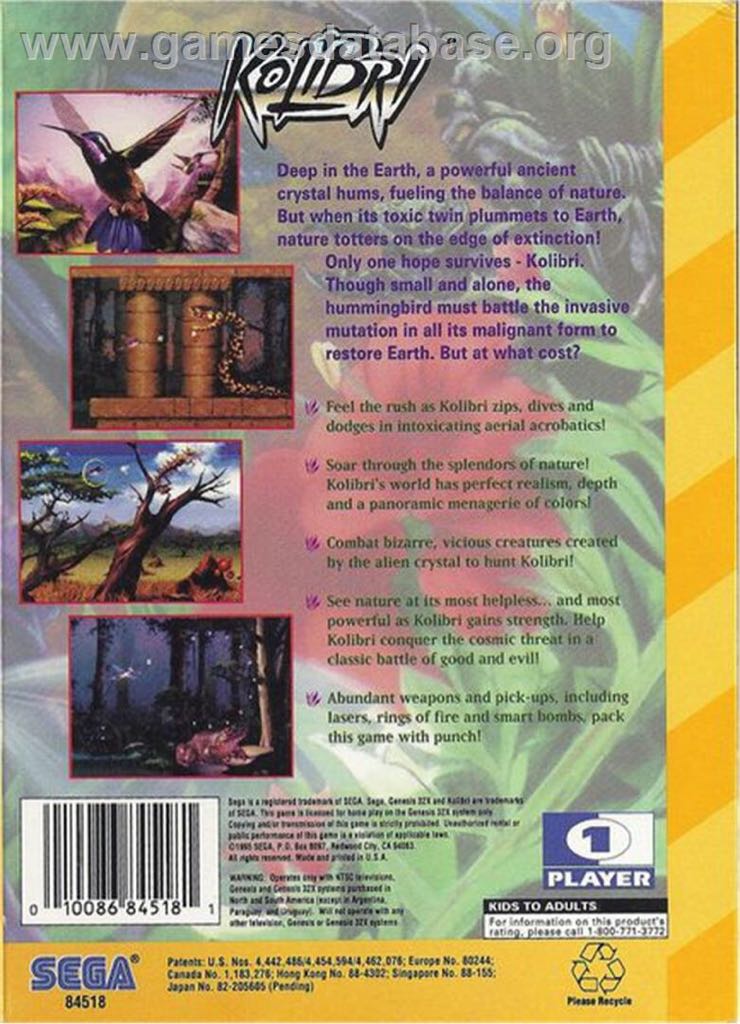 Kolibri - Sega 32X (1) video game collectible [Barcode 4974365845186] - Main Image 2