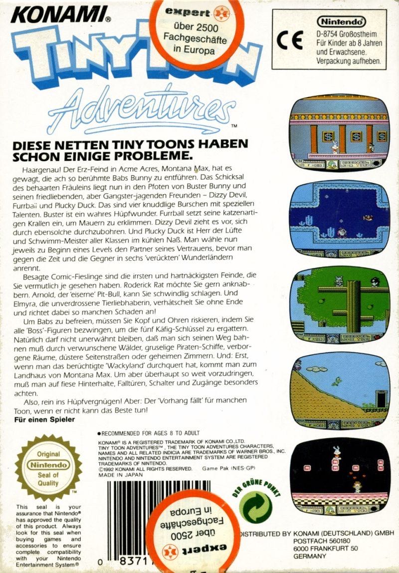 Tiny Toon Adventures 1 - Nintendo Entertainment System (NES) (Konami - 1) video game collectible - Main Image 2