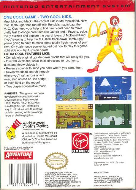 M.C. Kids - Nintendo Entertainment System (NES) (Ocean - 1-2) video game collectible [Barcode 052145800076] - Main Image 2