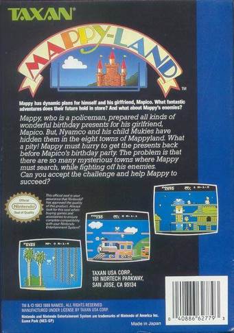 Mappy-Land - Nintendo Entertainment System (NES) (Taxan - 1) video game collectible [Barcode 040886627793] - Main Image 2