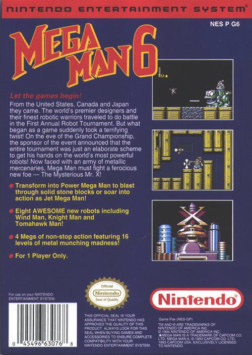 Mega Man 6 - Nintendo Entertainment System (NES) (Capcom, Nintendo) video game collectible - Main Image 2
